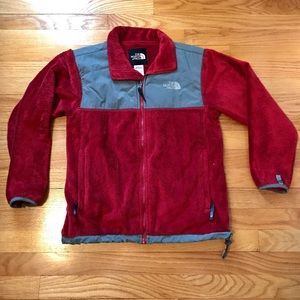 ♥️PRICE DROP♥️ North Face- Red fuzzy zip up jacket